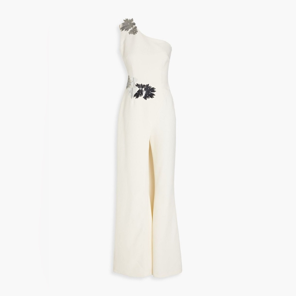 SAFIYAA Rhea one-shoulder embellished crepe jumpsuit